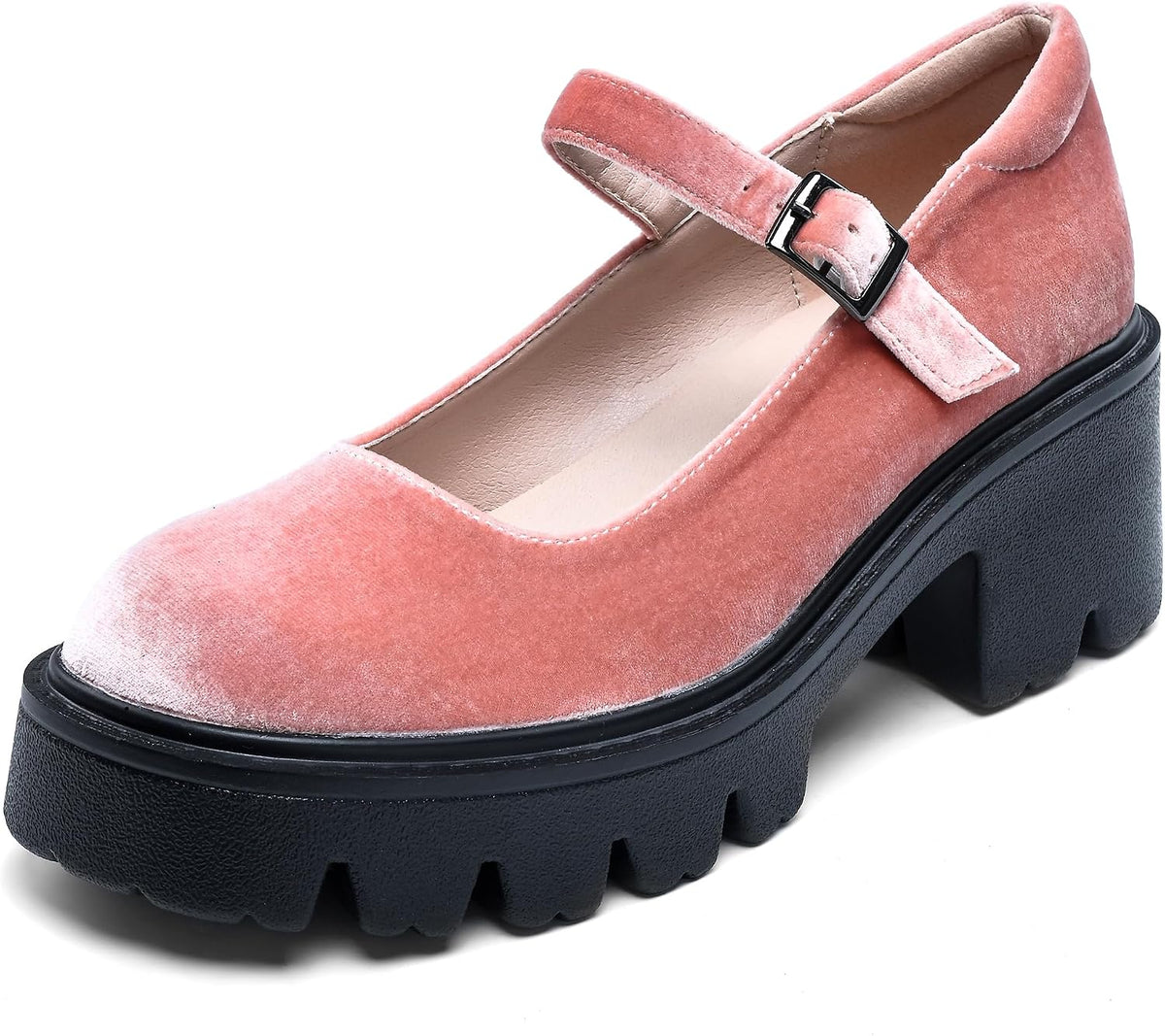 The Platform Mary Jane — Blush Velvet