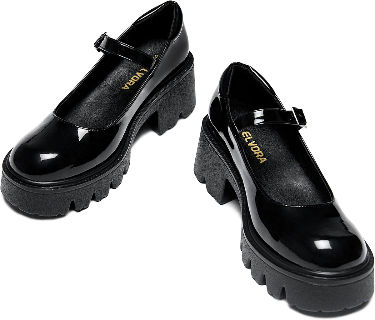 The Platform Mary Jane — Noir Patent