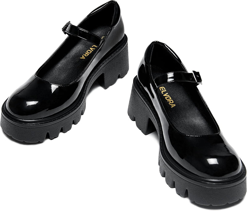The Platform Mary Jane — Noir Patent