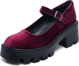 The Platform Mary Jane — Bordeaux Velvet