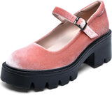 The Platform Mary Jane — Blush Velvet