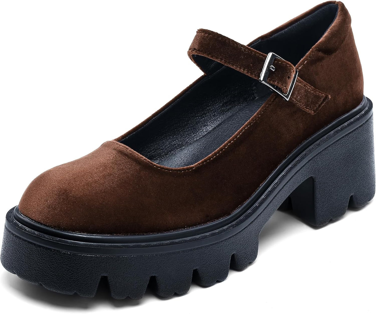The Platform Mary Jane — Cocoa Velvet