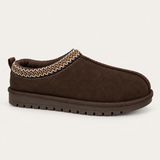 Espresso — dark chocolate brown braided clog; AI-enhanced studio image