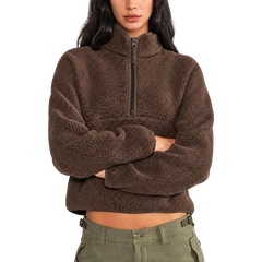 The Cloudline Half-Zip — Cocoa; AI-enhanced product photo with transparent background