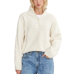The Cloudline Half-Zip — Ivory; AI-enhanced product photo with transparent background