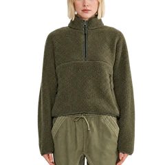 The Cloudline Half-Zip — Olive Grove; AI-enhanced product photo with transparent background