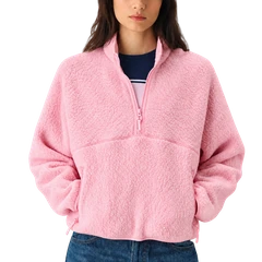 The Cloudline Half-Zip — Rosewater; AI-enhanced product photo with transparent background