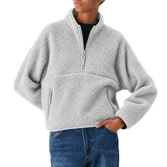 The Cloudline Half-Zip — Silver Mist; AI-enhanced product photo with transparent background