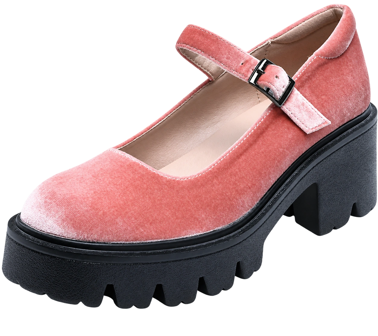 The Platform Mary Jane — Blush Velvet