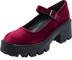 The Platform Mary Jane — Bordeaux Velvet