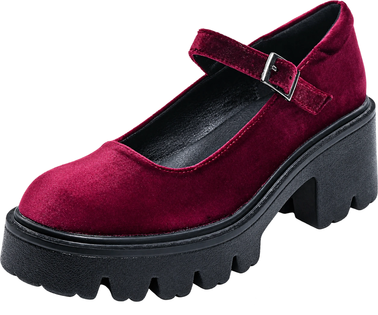 The Platform Mary Jane — Bordeaux Velvet