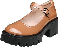 The Platform Mary Jane — Caramel Patent