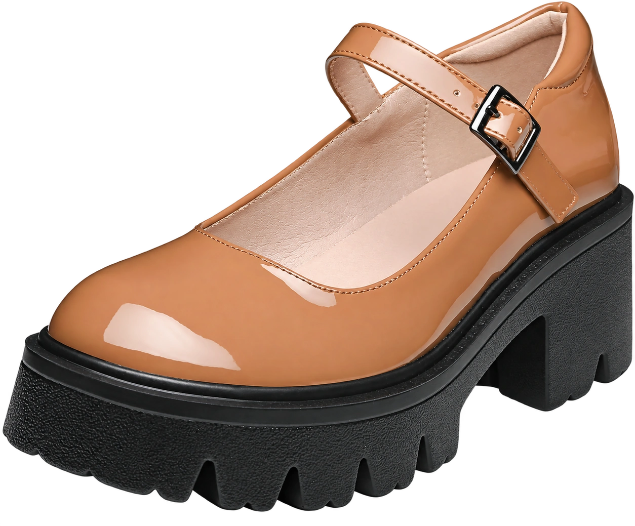 The Platform Mary Jane — Caramel Patent