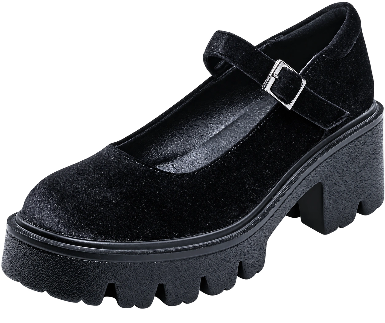 The Platform Mary Jane — Noir Velvet