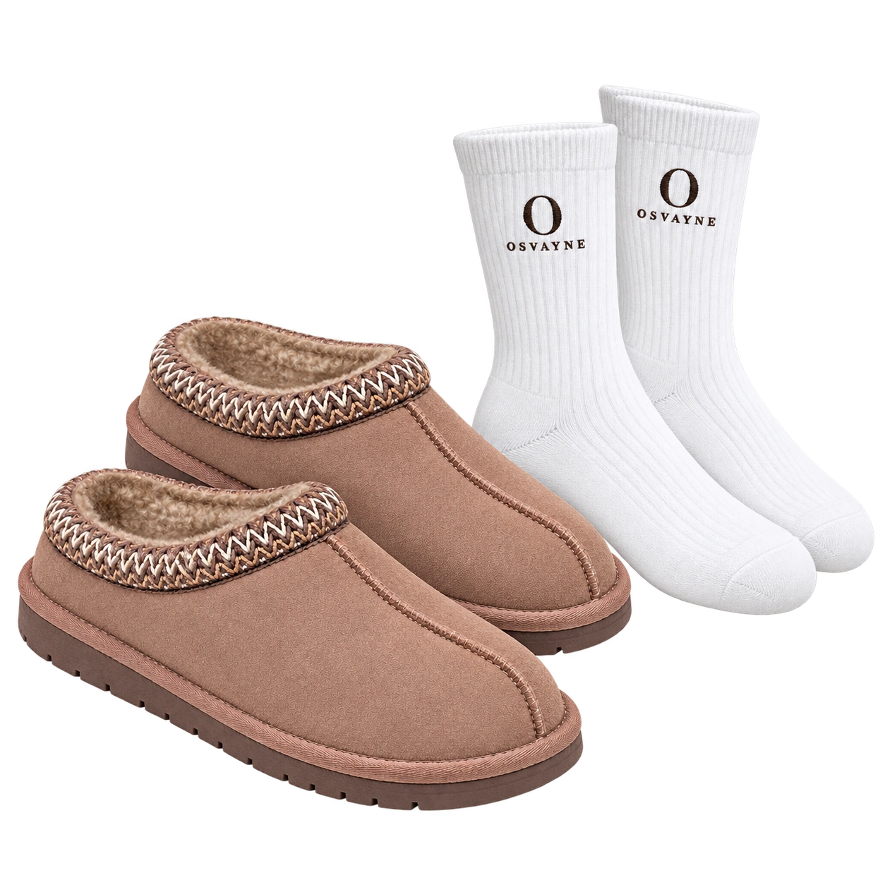 Mushroom Braided Clogs with white OSVAYNE socks